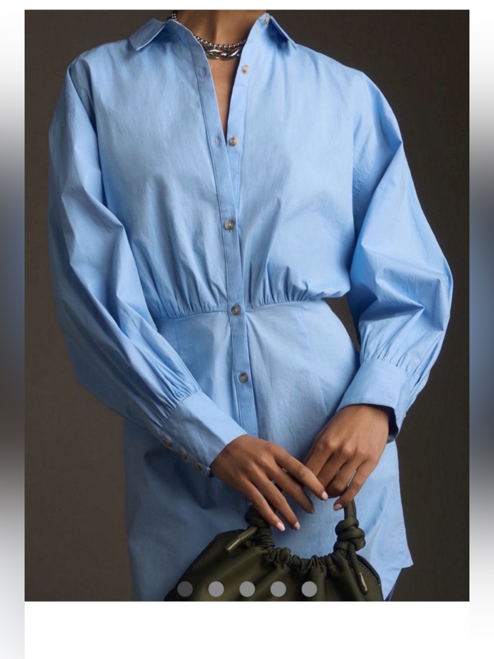 Maeve Light Blue Button-Front Shirt Dress